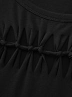 Cotton Stretchy Cut-Out Neckline Layered T-Shirt