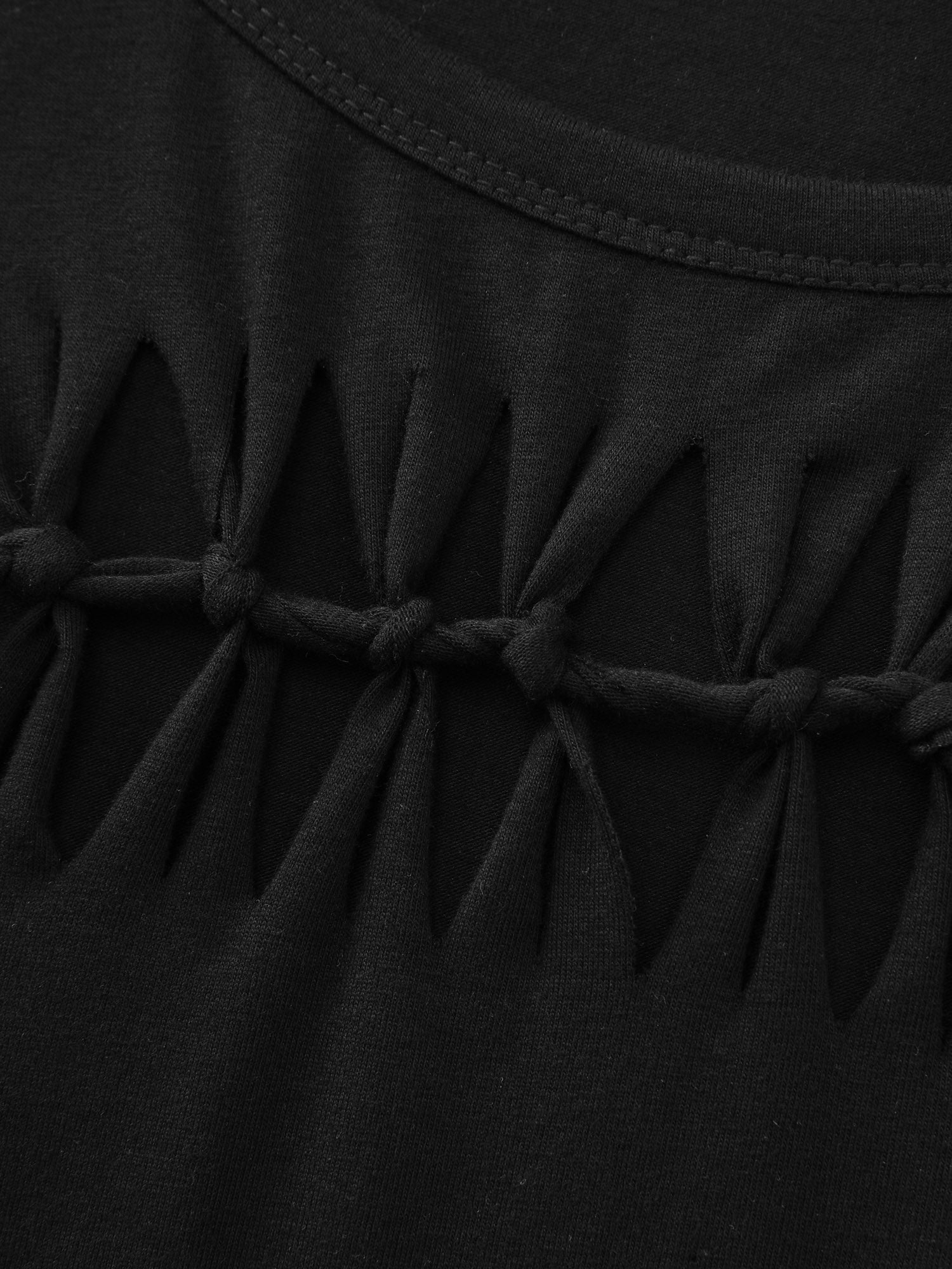 Cotton Stretchy Cut-Out Neckline Layered T-Shirt