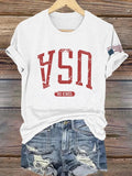 🔥Buy 3 Get 15% Off🔥Retro Upside Down USA & Flag No Kings Print T-Shirt