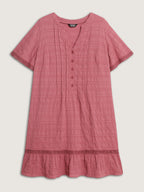 Textured Ruffled Hem Pleated Mini Dress