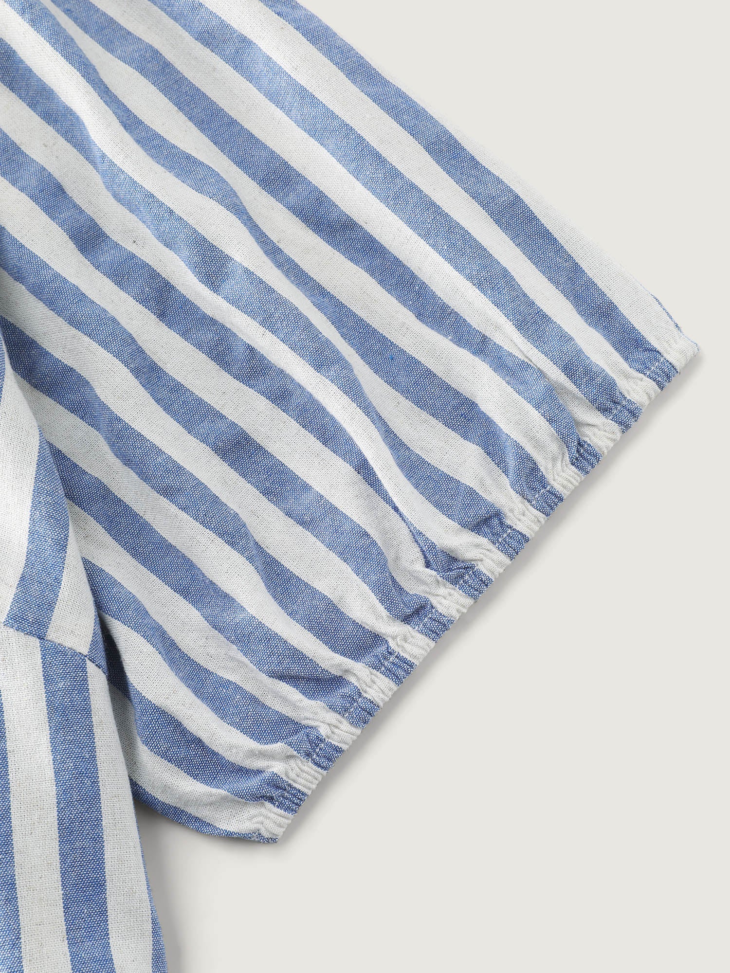 Sun-Washed Cotton Striped Print Neck Tie Blouse