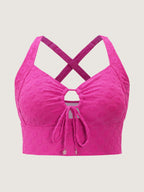 Cut-Out Front-Tie Textured Bikini Top