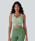SoftlyZeroTM Airy Cut Out Ruched Cool Touch Yoga Tank Top