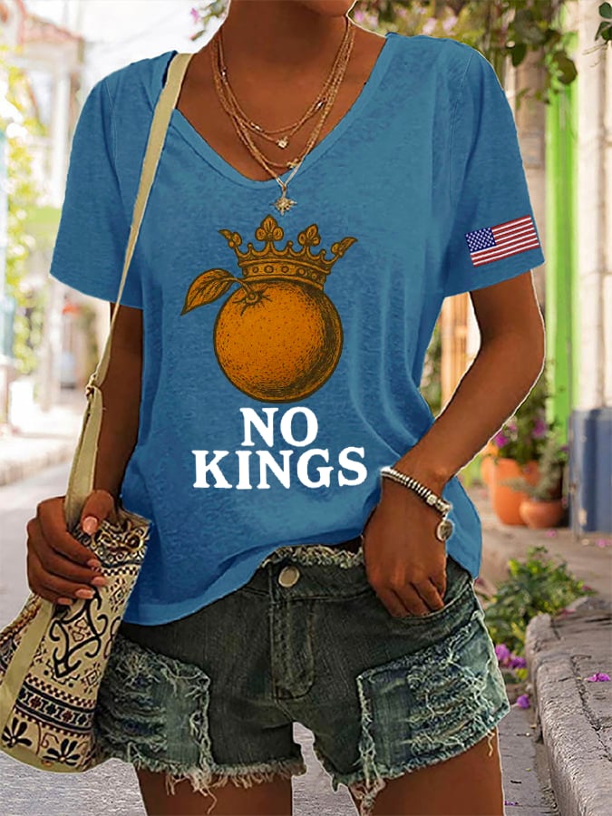 🔥Buy 3 Get 15% Off🔥Women's “No King in America SINCE1776” Print Casual T-Shirt
