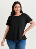 Open Back Lace Detail Boat Neck T-Shirt