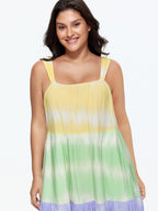 Colorblock Tiered Wide-Straps Maxi Dress