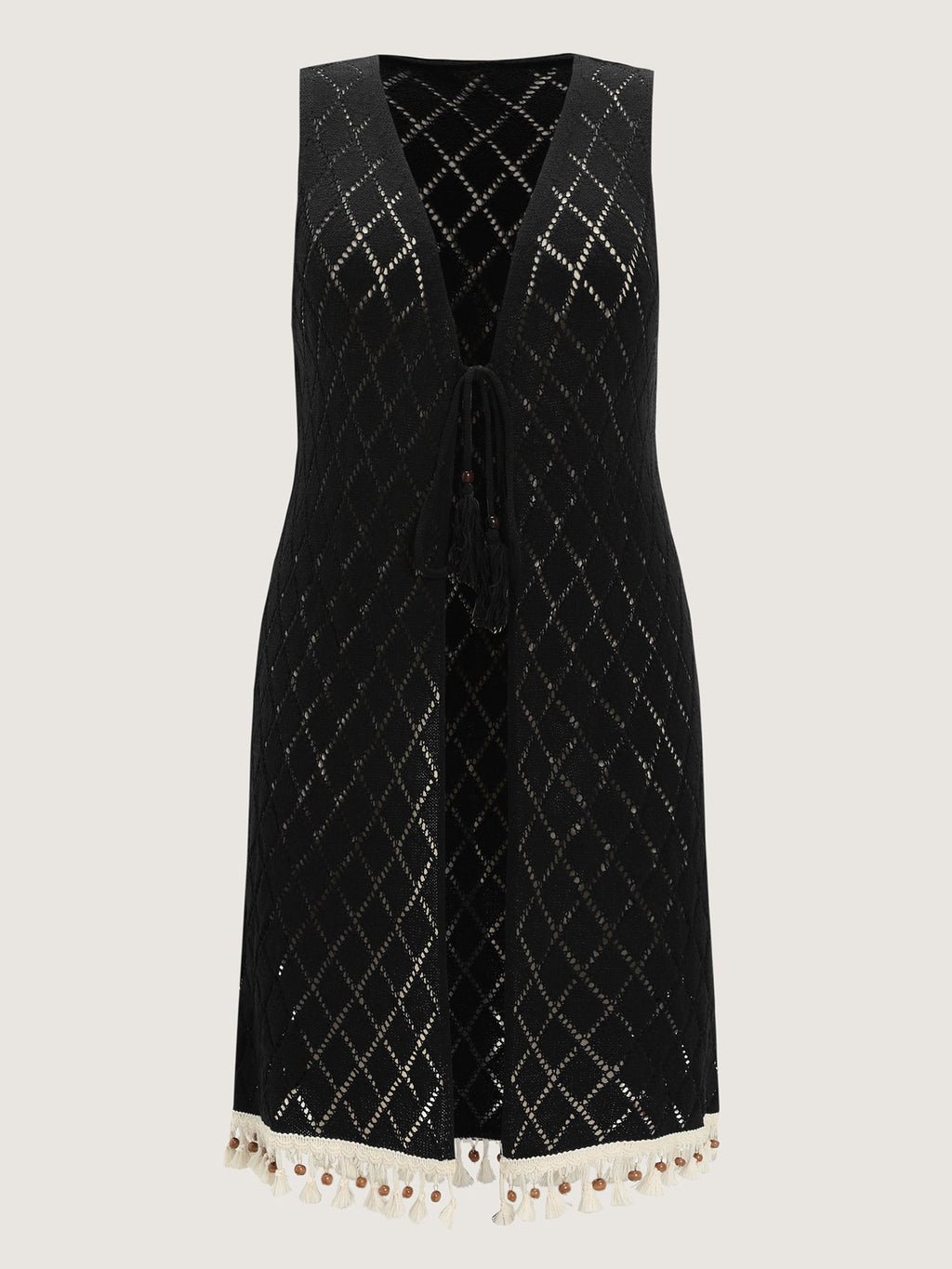 Hollowed-Out Tassel Hem Swim Cover-Up