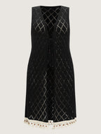 Hollowed-Out Tassel Hem Swim Cover-Up