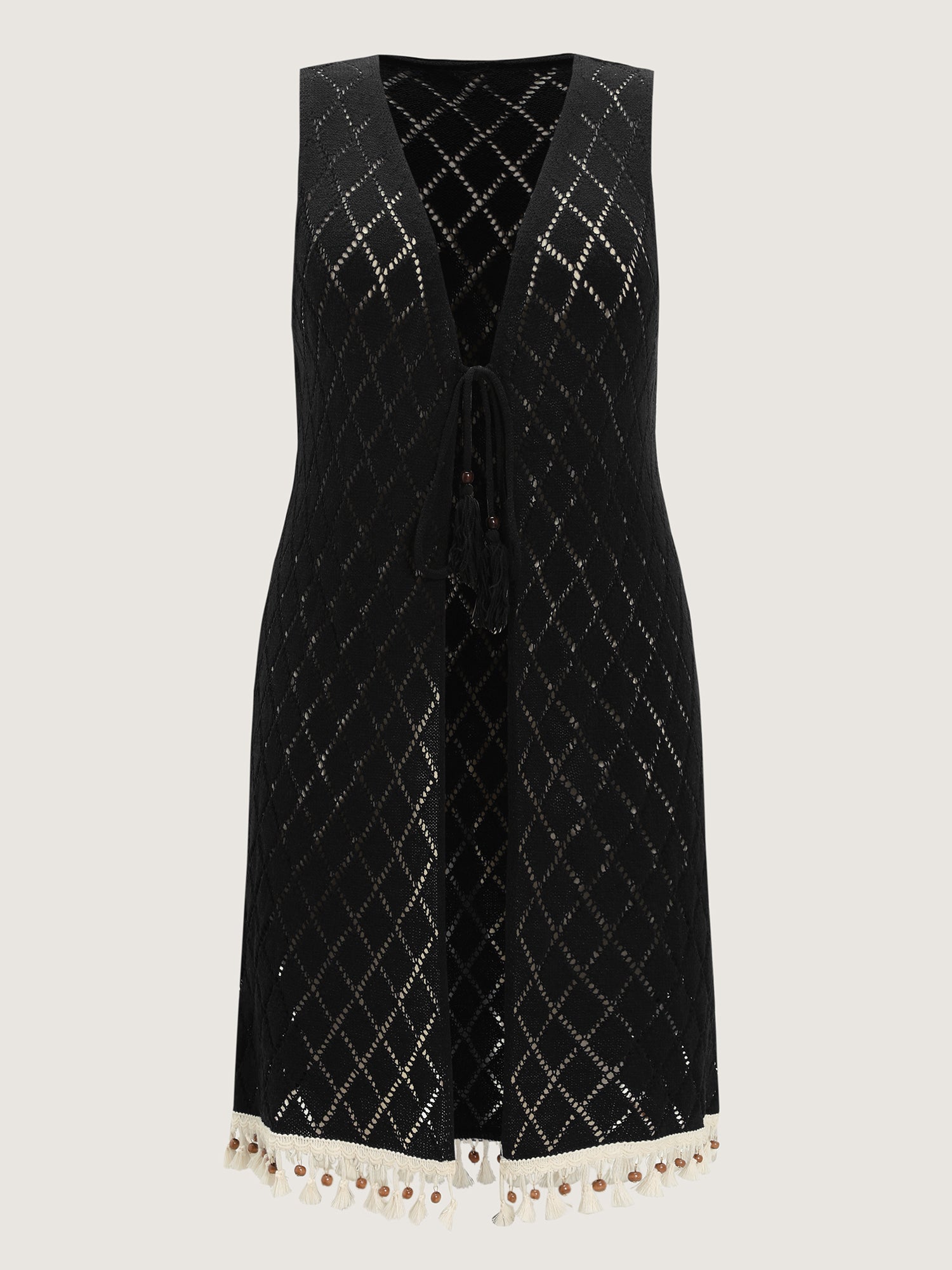 Hollowed-Out Tassel Hem Swim Cover-Up