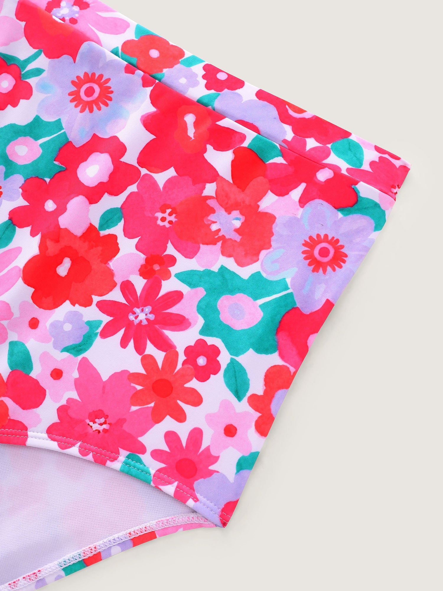 Floral Print Pockets Swim Dress