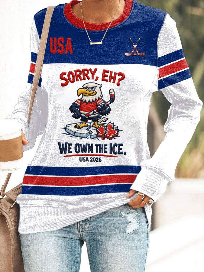 Women's Retro USA Ice Hockey Print Sweatshirt