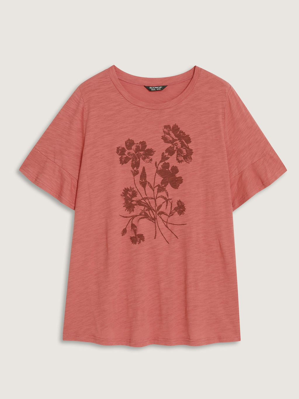 Cotton Floral Print Round Neck T-Shirt