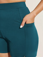 High Rise Pocket Split Side Swim Shorts