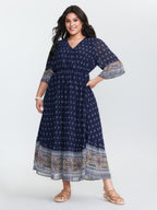 Boho Geometric Print Wrap Maxi Dress