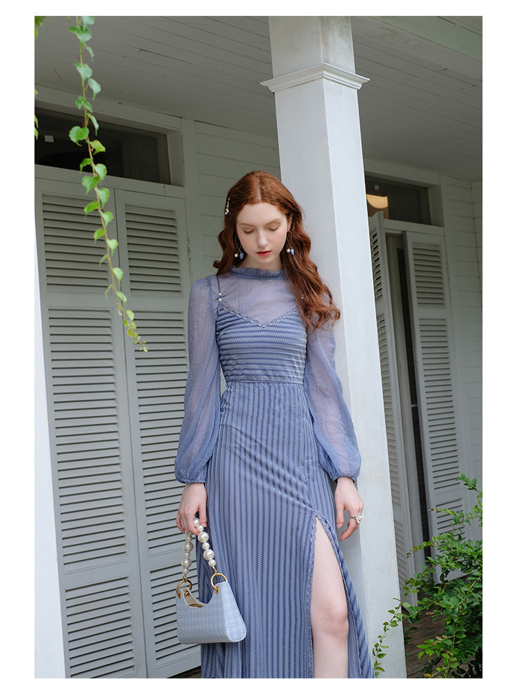 Chiffon Top & Velvet Slip Dress