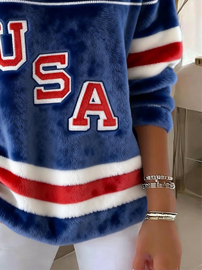 V-Neck Retro USA Ice Hockey Tops