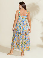 Two-Piece Citrus Print Sarong Swimsuit