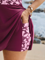 Tropical Floral Print Twist-Front Swim Dress
