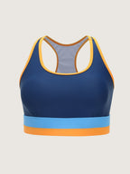 Colorblock Round Neck Bikini Top