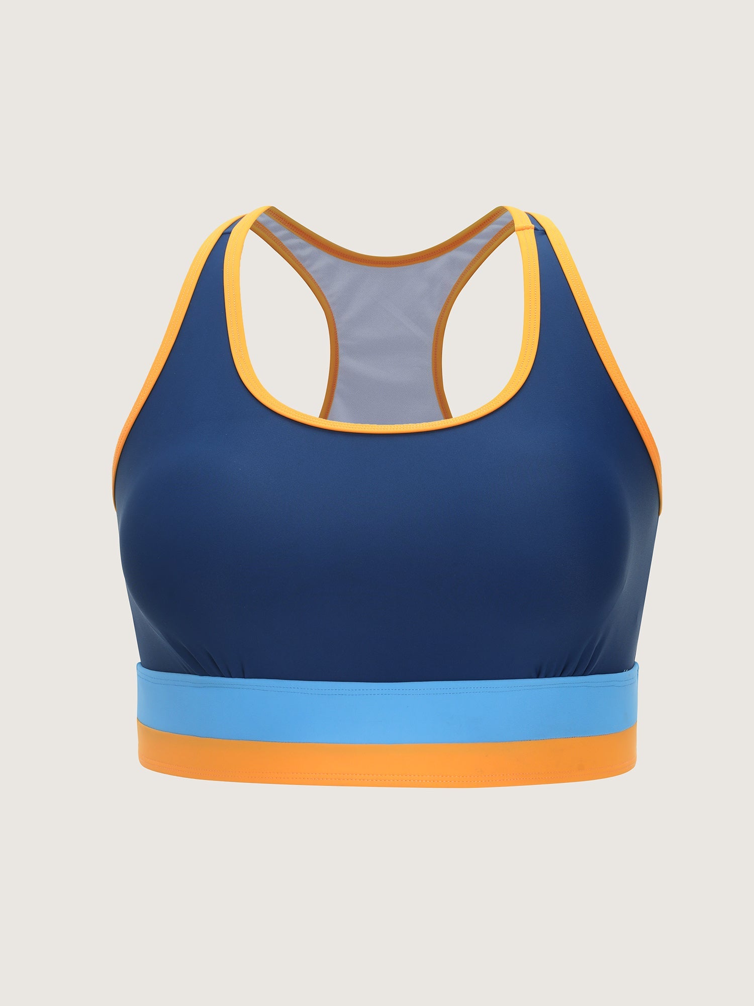 Colorblock Round Neck Bikini Top