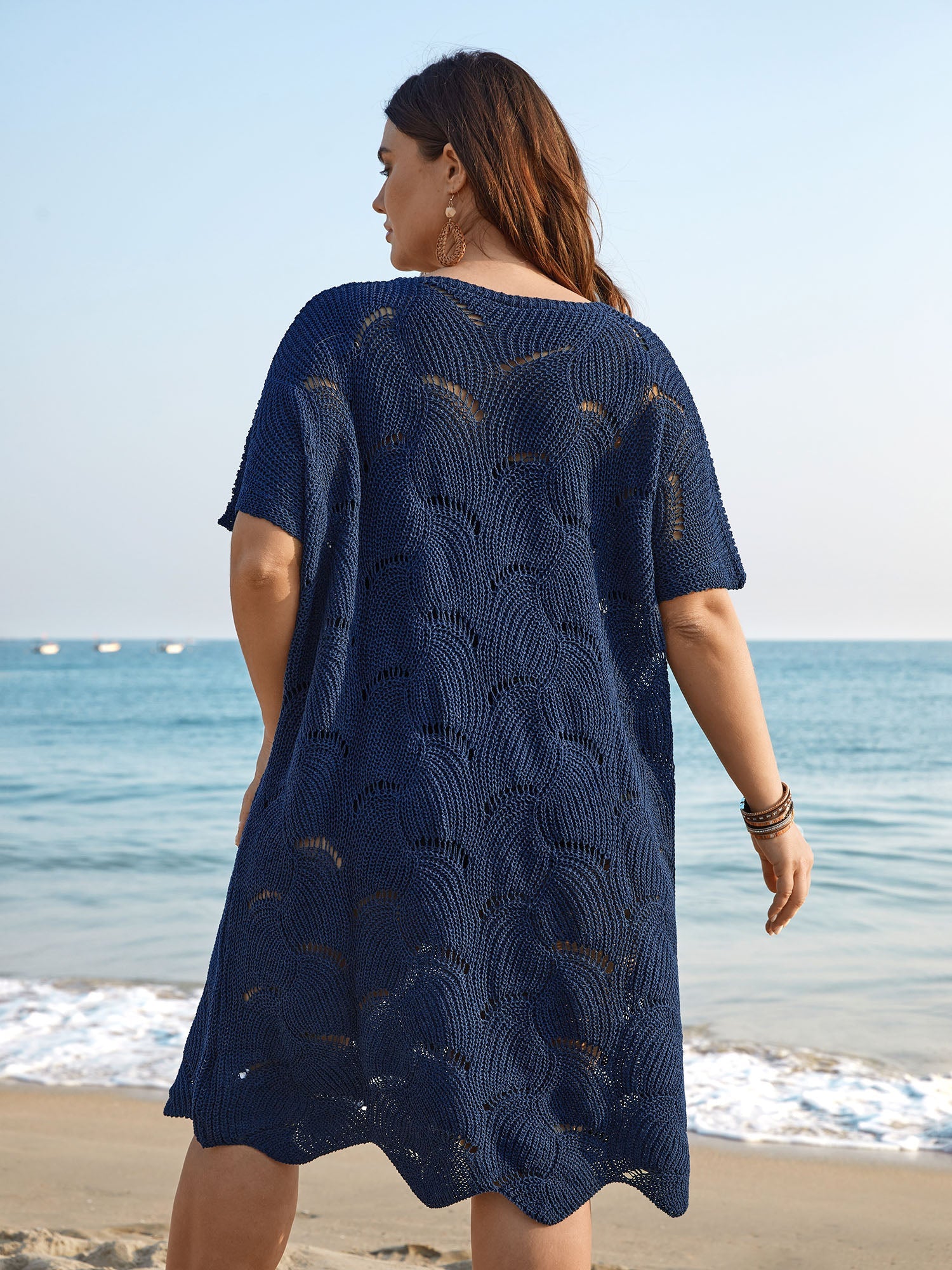 Cut-Out Solid V-Neck Swim Cover Up