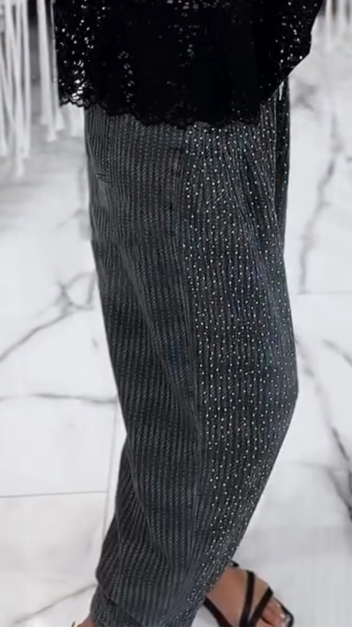 Ladies' Hot Stamping Splicing Casual Pants