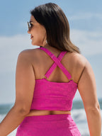 Cut-Out Front-Tie Textured Bikini Top