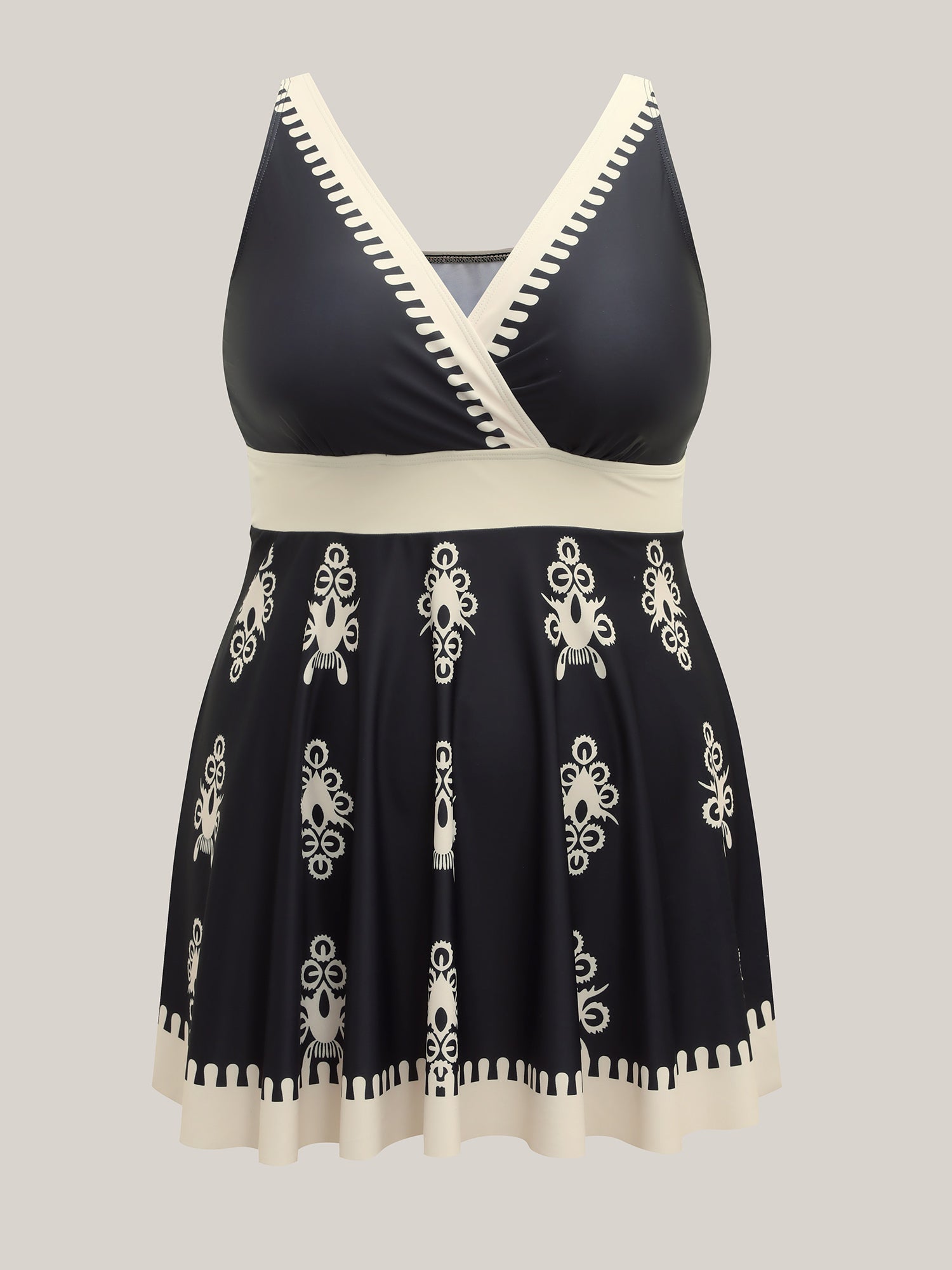 Boho Flower Print Surplice Swim Dress