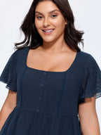 Cotton Pleated Fit And Flare Plain Blouse