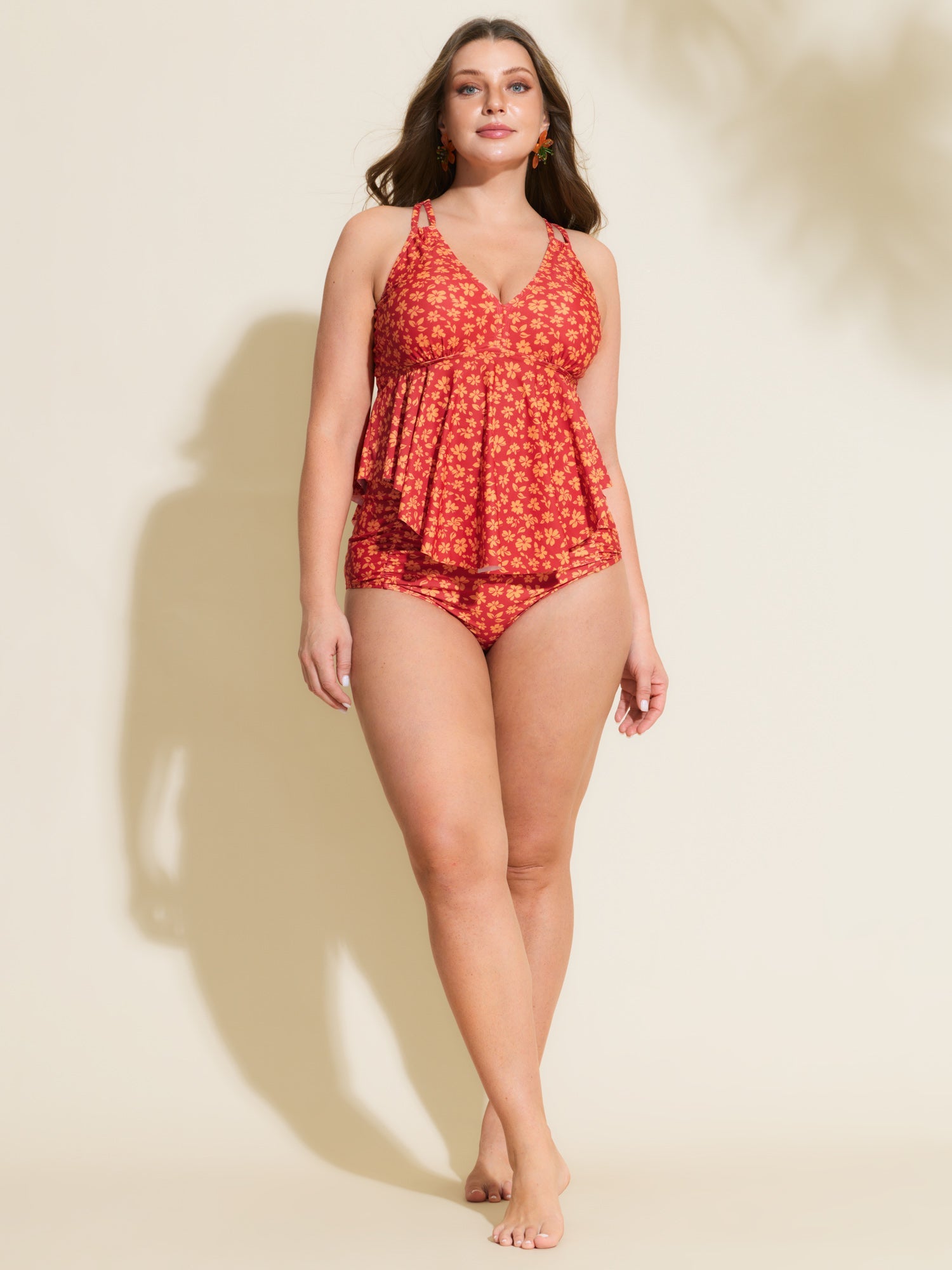 Floral Print Fit And Flare Swim Top