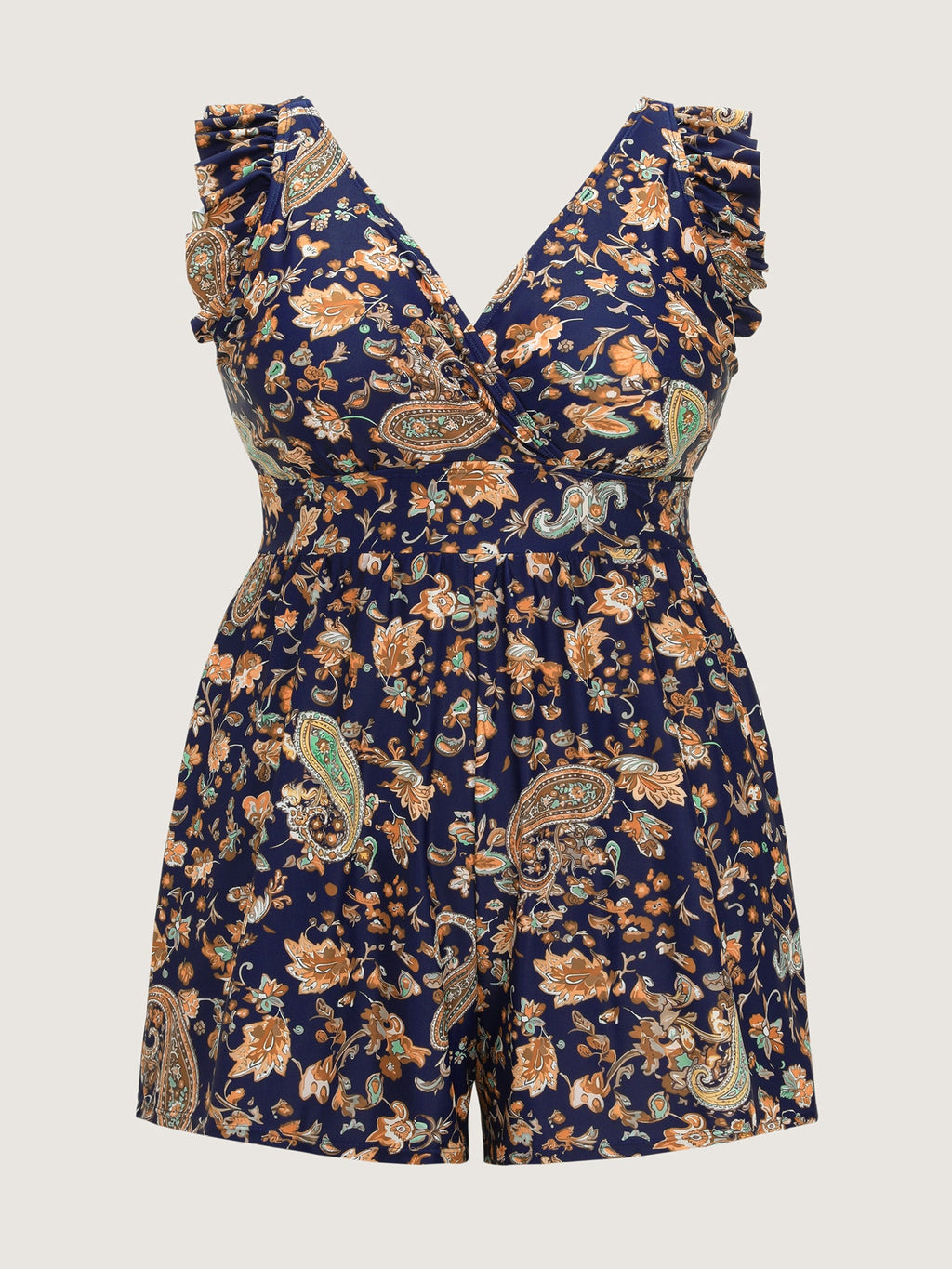 Paisley Print Ruffled Sleeve One-Piece Swimsuit