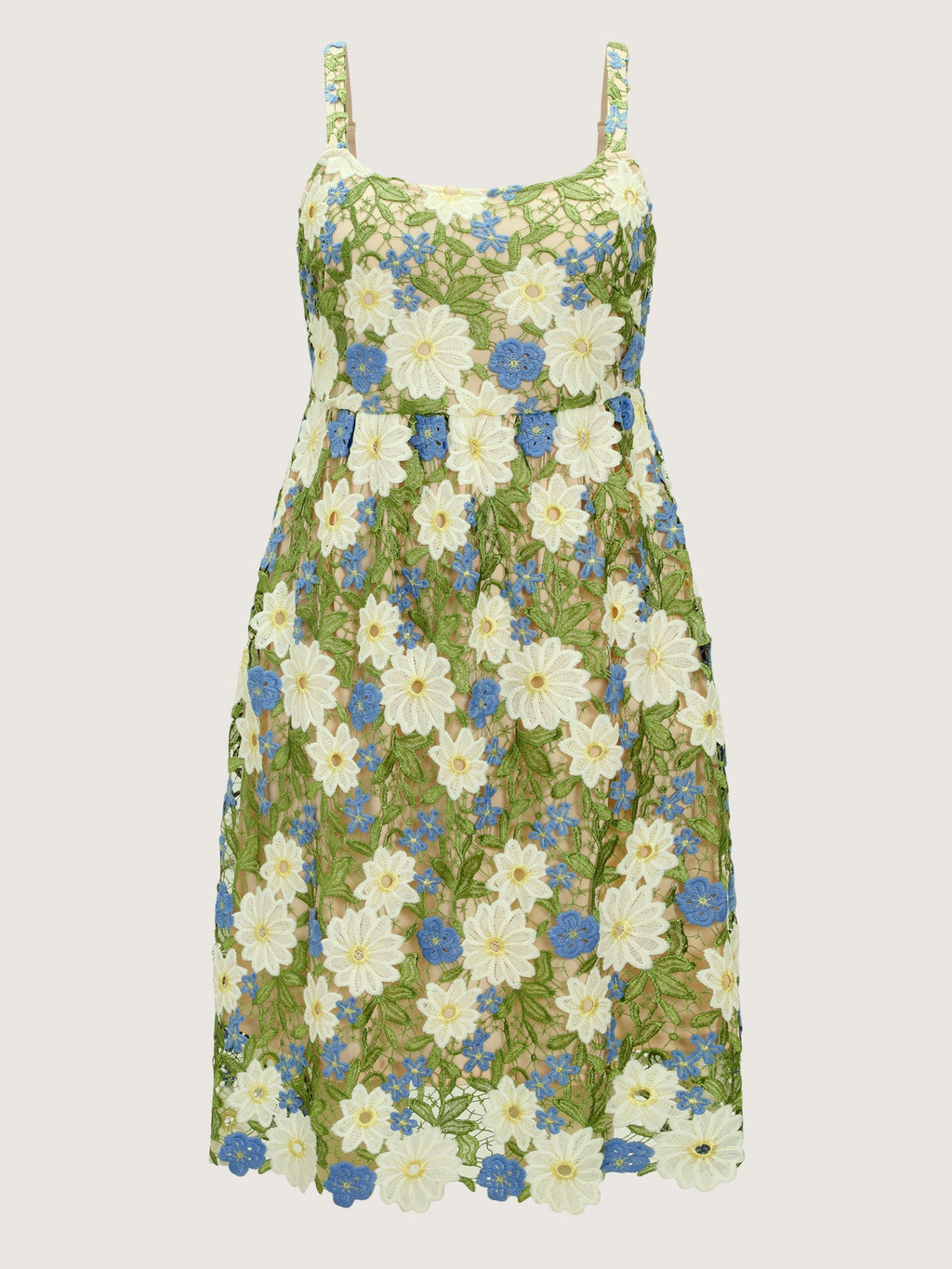 Floral Embroidered Sleeveless Midi Dress
