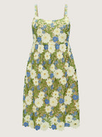 Floral Embroidered Sleeveless Midi Dress