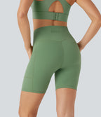 UltraSculptTM SoCinched High Waisted Butt Lifting Tummy Control Loop Running Biker Shorts 7'' with Pockets