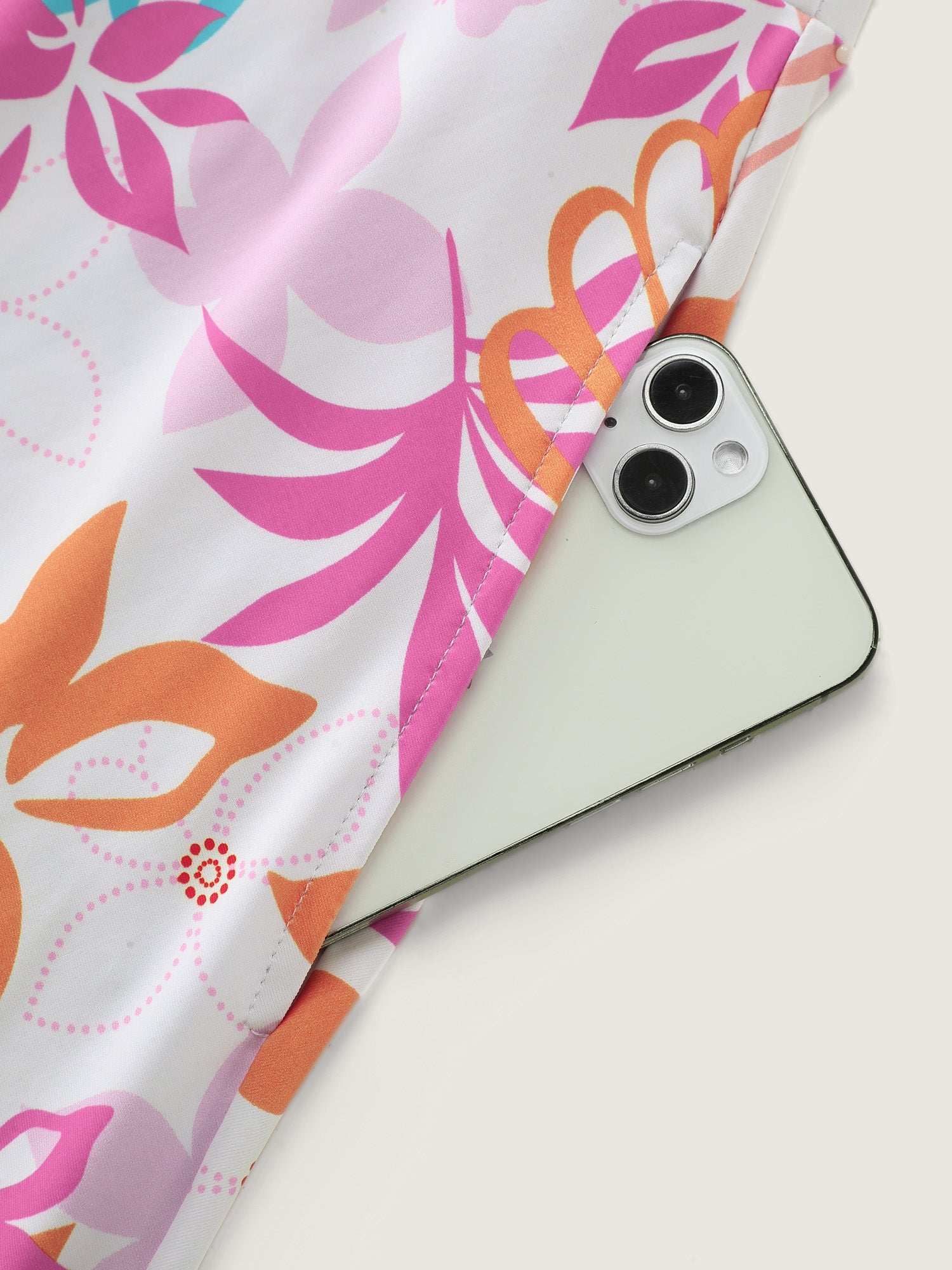 Playful Tropical Print Pockets Swim Dress