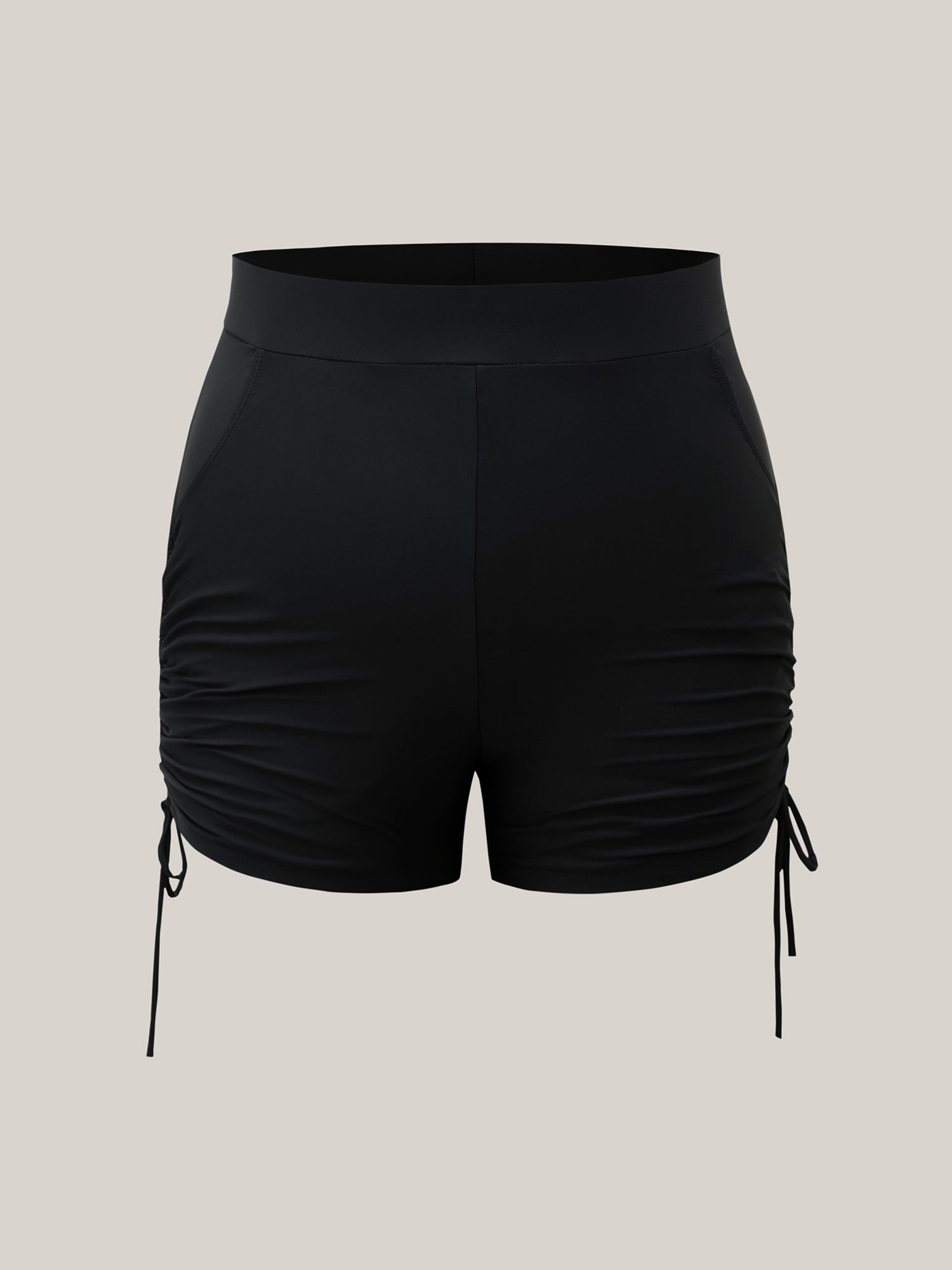 Ruched Adjustable Drawstring Pocket Slim Swim Shorts