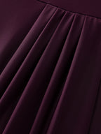 Pleated Metal Detail Curvy Hem Swim Dress
