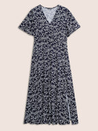 Bloom Dress - Flutter Sleeve Ditsy Floral Pocket Split Maxi Dress