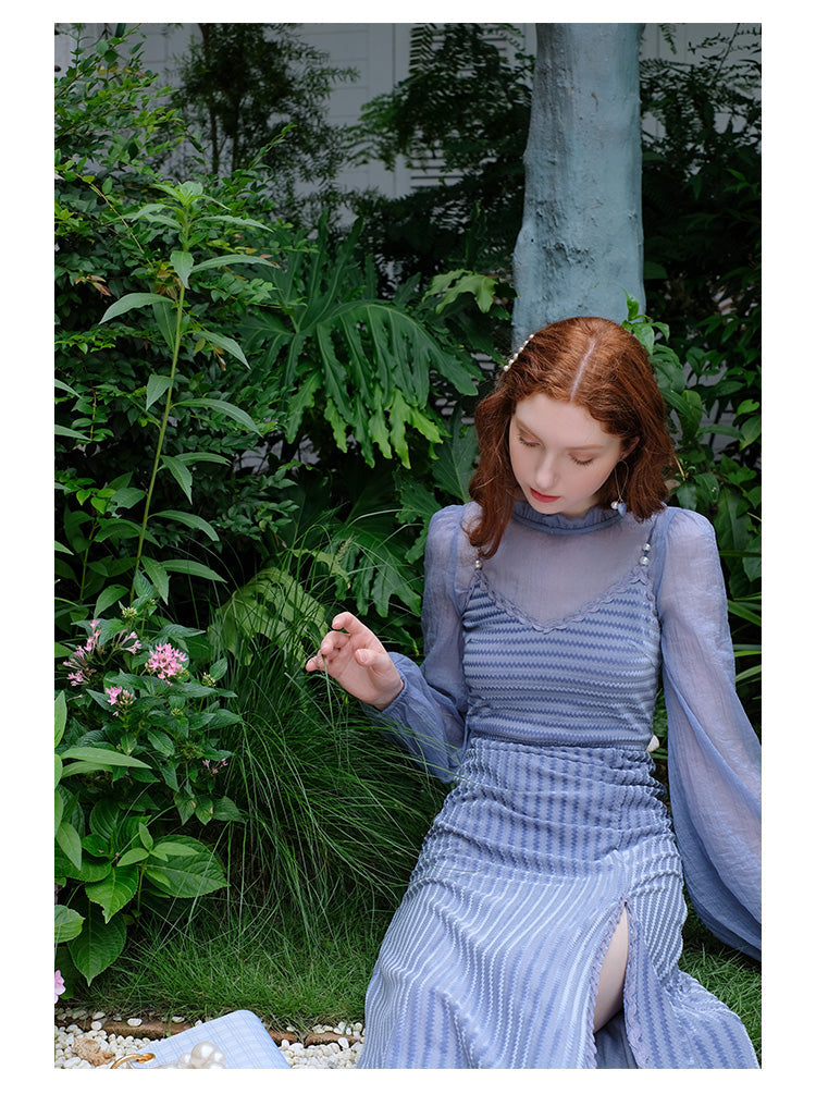 Chiffon Top & Velvet Slip Dress