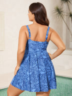Paisley Print Twist Front Swim Dress