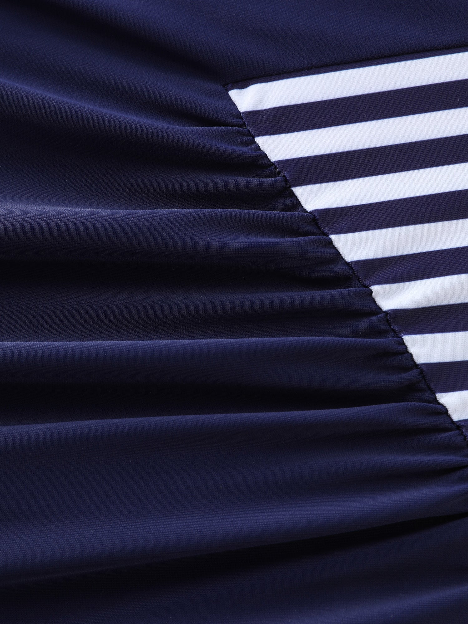 Striped Shrink Pleat Tummy-Control One-Piece Swimsuit