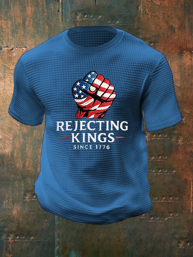 🔥Buy 3 Get 15% Off🔥Men's “Rejecting Kings Since 1776” Waffle T-Shirt