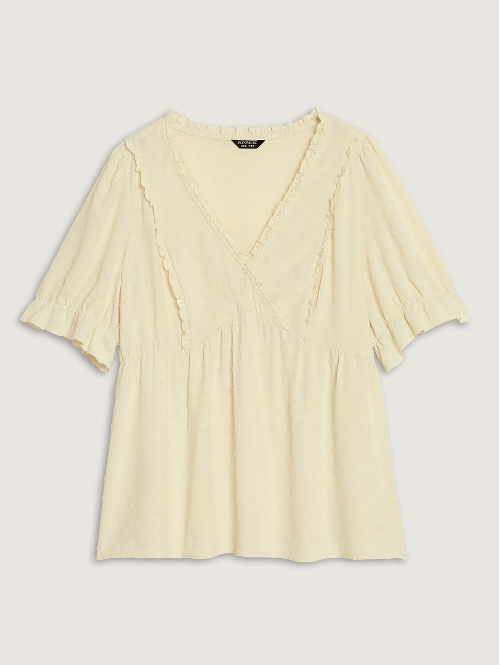 Dot Textured Ruffled Edge Blouse