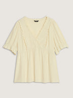 Dot Textured Ruffled Edge Blouse