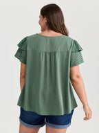 Pure Cotton Layered Sleeve Flowy Blouse