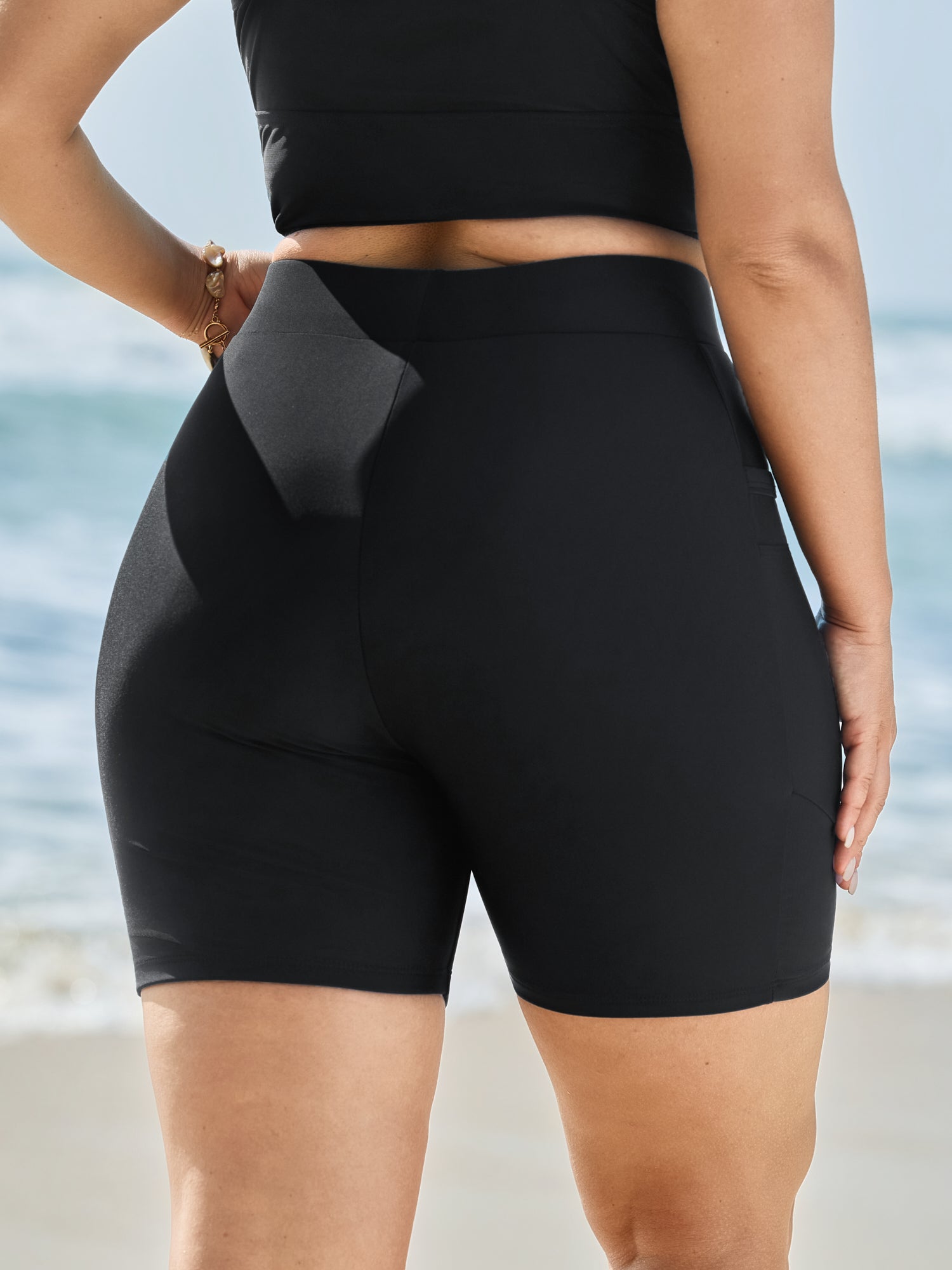 Pockets High-Waisted Swim Shorts
