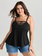 Cotton Stretchy Cut-Out Neckline Tank Top