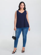 Solid V Neck Laser Cut Tank Top