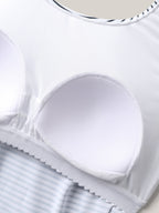 Striped Non-Removable Cups Swim Top
