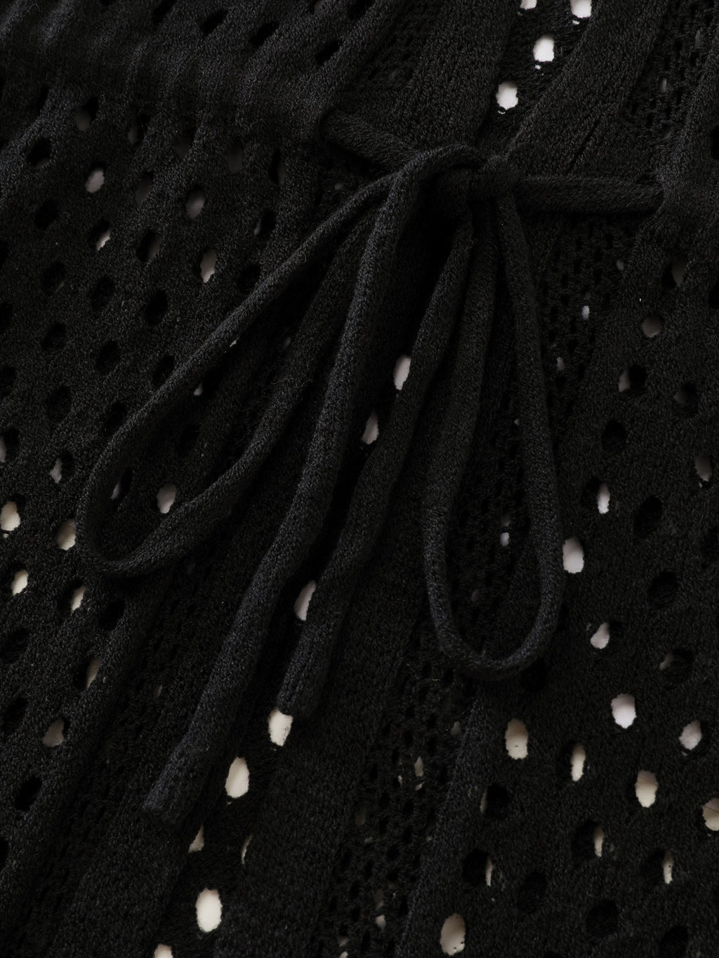 Cut-Out Textured Drawstring Straps Swim Cover-Up
